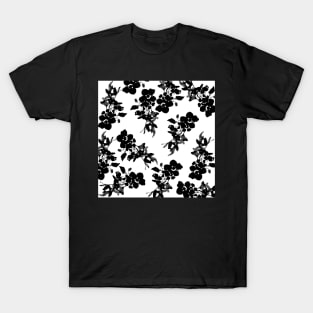 ROSES BLACK AND WHITE WATERCOLOR FADED PATTERN T-Shirt